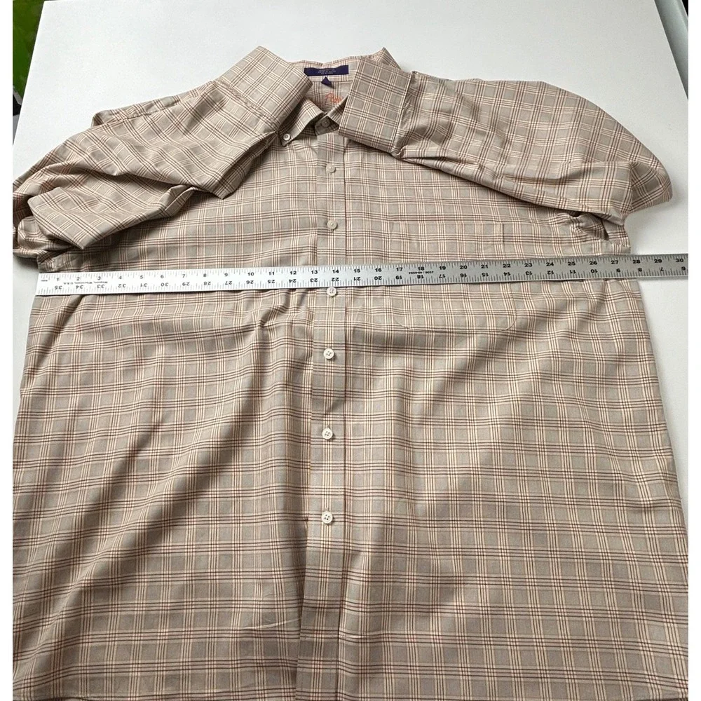 Alan Flusser Mens XXL Plaid Button Down Casual Long‎ Sleeve Shirt
